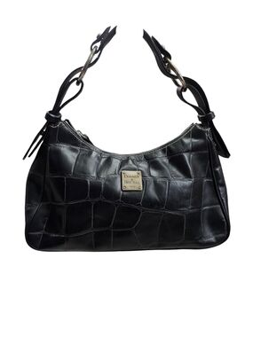 #142 VINTAGE HARRISON Dooney & Bourke Black Croc-Embossed Shoulder Bag
